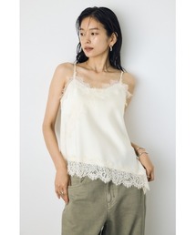 AZUL BY MOUSSY（アズールバイマウジー）の「【着丈バリエ】【大人気!待望のリピート】レースサテンアシメキャミソール 春服 夏服 秋服 冬服 レイヤード ドット柄有り（キャミソール）」
