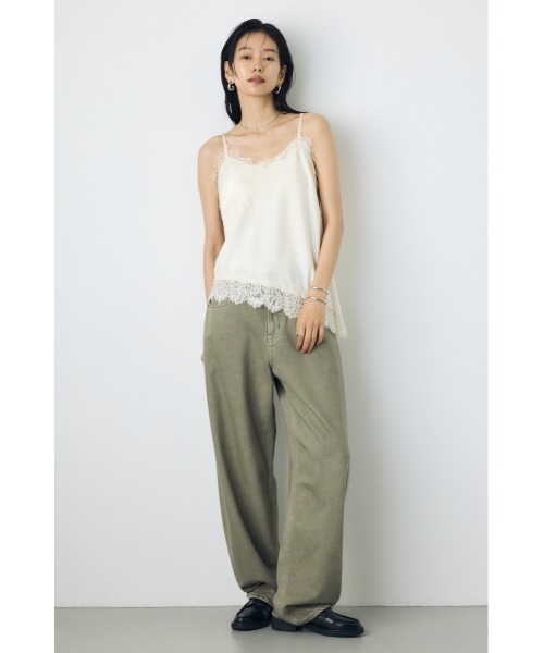AZUL by moussy(アズールバイマウジー)の「【着丈バリエ】【大人気!待望のリピート】レースサテンアシメキャミソール 春服 夏服 秋服 冬服 レイヤード ドット柄有り(キャミソール・レディース・ブラック系その他/アイボリー/ブラック/ホワイト系その他・MEDIUM/SMALL)」の9枚目の写真