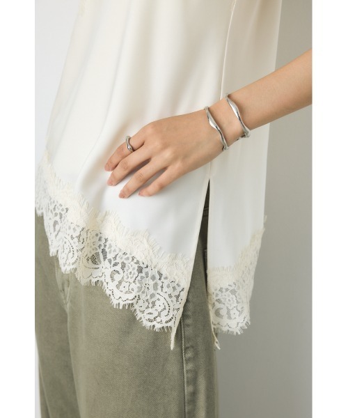 AZUL by moussy(アズールバイマウジー)の「【着丈バリエ】【大人気!待望のリピート】レースサテンアシメキャミソール 春服 夏服 秋服 冬服 レイヤード ドット柄有り(キャミソール・レディース・ブラック系その他/アイボリー/ブラック/ホワイト系その他・MEDIUM/SMALL)」の12枚目の写真