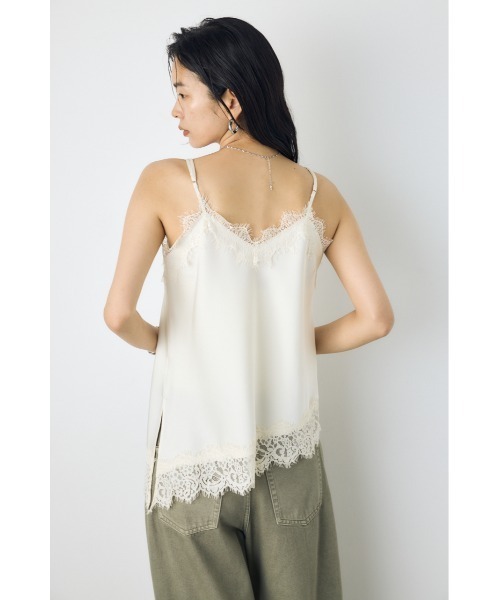 AZUL by moussy(アズールバイマウジー)の「【着丈バリエ】【大人気!待望のリピート】レースサテンアシメキャミソール 春服 夏服 秋服 冬服 レイヤード ドット柄有り(キャミソール・レディース・ブラック系その他/アイボリー/ブラック/ホワイト系その他・MEDIUM/SMALL)」の15枚目の写真