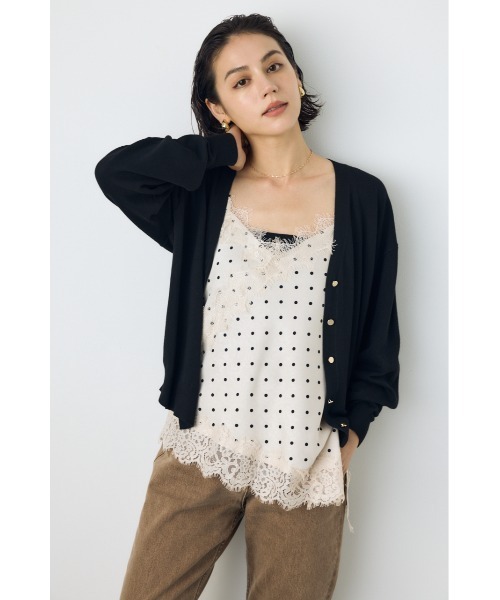 AZUL by moussy(アズールバイマウジー)の「【着丈バリエ】【大人気!待望のリピート】レースサテンアシメキャミソール 春服 夏服 秋服 冬服 レイヤード ドット柄有り(キャミソール・レディース・ブラック系その他/アイボリー/ブラック/ホワイト系その他・MEDIUM/SMALL)」の18枚目の写真