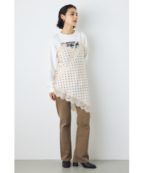 AZUL by moussy(アズールバイマウジー)の「【着丈バリエ】【大人気!待望のリピート】レースサテンアシメキャミソール 春服 夏服 秋服 冬服 レイヤード ドット柄有り(キャミソール・レディース・ブラック系その他/アイボリー/ブラック/ホワイト系その他・MEDIUM/SMALL)」の20枚目の写真