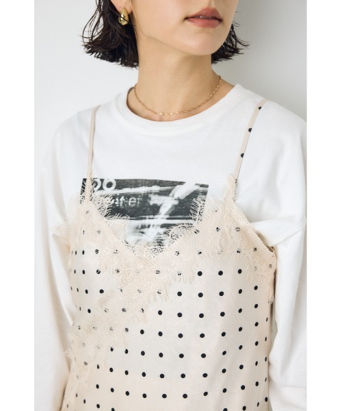 AZUL by moussy(アズールバイマウジー)の「【着丈バリエ】【大人気!待望のリピート】レースサテンアシメキャミソール 春服 夏服 秋服 冬服 レイヤード ドット柄有り(キャミソール・レディース・ブラック系その他/アイボリー/ブラック/ホワイト系その他・MEDIUM/SMALL)」の21枚目の写真