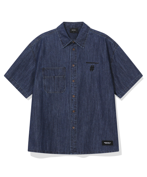 BEENTRILL（ビントリル）の「ライトデニム半袖ワークシャツ（インディゴ）（その他トップス・レディース・その他・SMALL/MEDIUM/LARGE/X-LARGE）」の2枚目の写真
