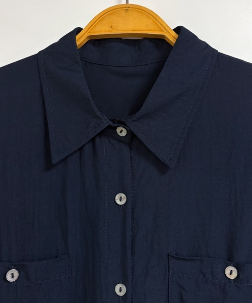 ONEP STAR(ワンピスター)の「ポケット付き半袖ベーシックシャツ(シャツ/ブラウス・レディース・ネイビー・LARGE/MEDIUM/X-LARGE)」の4枚目の写真