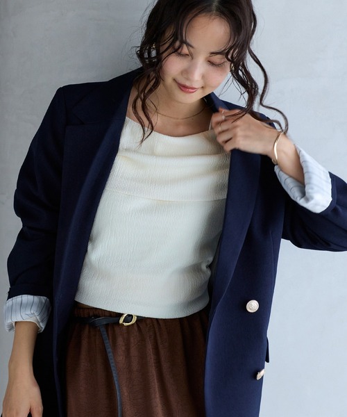 VIS（ビス）の「チェック＆無地ジャガードオフショル風プルオーバー（Tシャツ/カットソー・レディース・ブラウン系その他2/キナリ/ブラウン/ブラック・FREE）」の10枚目の写真