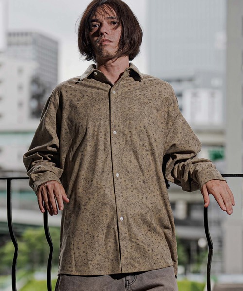 CAMBIO(カンビオ)の「ms6620-ペイズリー×コーデュロイシャツ(BP-BFA0125)(シャツ/ブラウス・メンズ・ベージュ/カーキ/グレー・S/M/L)」の2枚目の写真