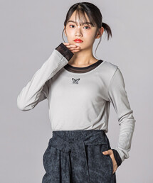 ZIDDY（ジディ）の「バタフライ刺しゅうシアーレイヤード風長袖トップス(130~160cm)（Tシャツ/カットソー）」