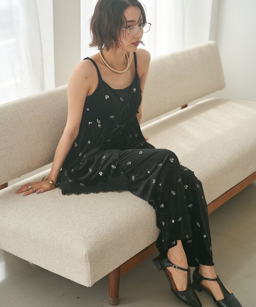 Remind me and forever(リマインドミーアンドフォーエバー)の「【SETUP対応】花刺繍イージーベロアパンツ(その他パンツ・レディース・ブラウン/ブラック・FREE)」の10枚目の写真