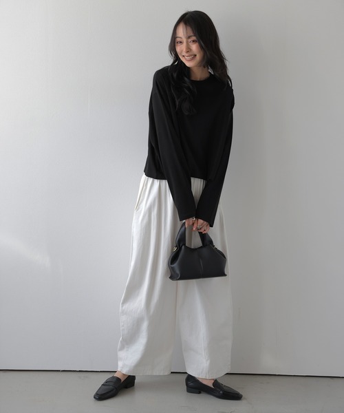 La-gemme（ラジェム）の「ロングスリーブTシャツ/ショート丈/スタイルアップ（Tシャツ/カットソー・レディース・ベージュ/杢グレー/ブラウン/ブラック・フリー）」の21枚目の写真