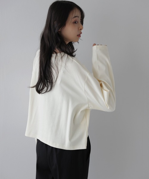 La-gemme（ラジェム）の「ロングスリーブTシャツ/ショート丈/スタイルアップ（Tシャツ/カットソー・レディース・ベージュ/杢グレー/ブラウン/ブラック・フリー）」の10枚目の写真