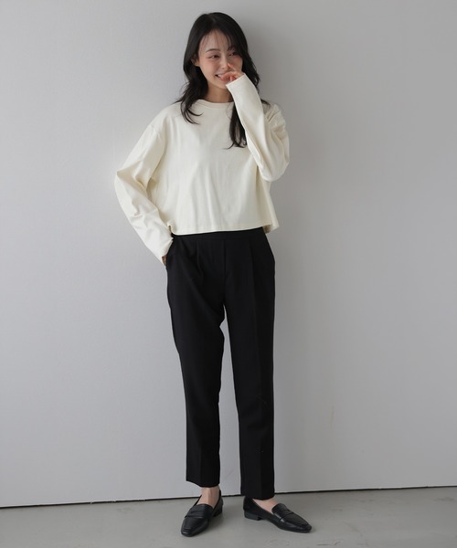 La-gemme（ラジェム）の「ロングスリーブTシャツ/ショート丈/スタイルアップ（Tシャツ/カットソー・レディース・ベージュ/杢グレー/ブラウン/ブラック・フリー）」の11枚目の写真
