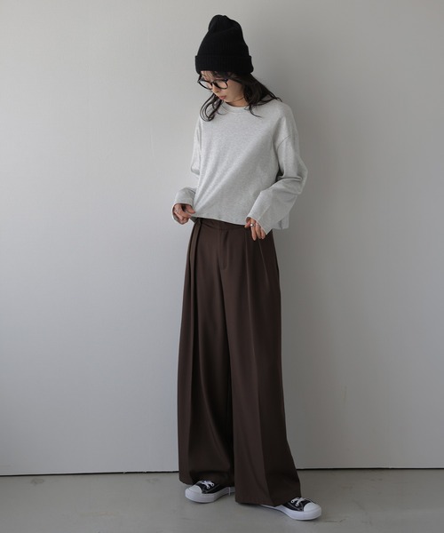 La-gemme（ラジェム）の「ロングスリーブTシャツ/ショート丈/スタイルアップ（Tシャツ/カットソー・レディース・ベージュ/杢グレー/ブラウン/ブラック・フリー）」の17枚目の写真