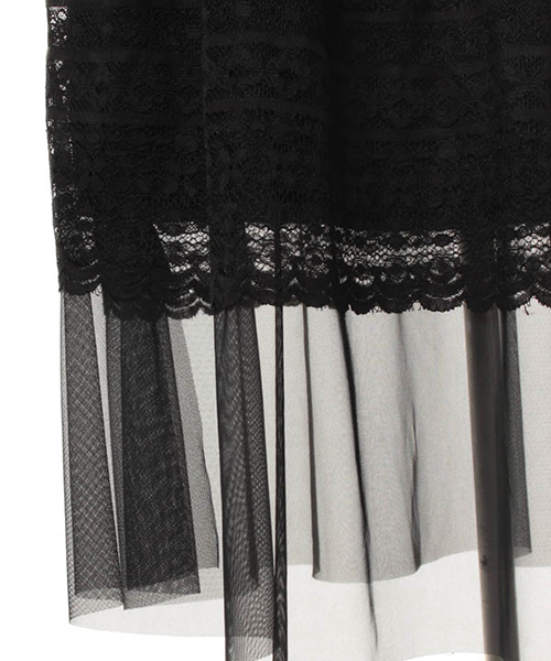 31 Sons de mode（トランテアン　ソン　ドゥ　モード）の「レースレイヤードスリットロングスカート（スカート・レディース・ホワイト/ブラック・36/38）」の3枚目の写真