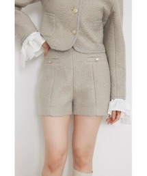 【セットアップ対応】ハイウエストスリットショートパンツ 秋服 冬服