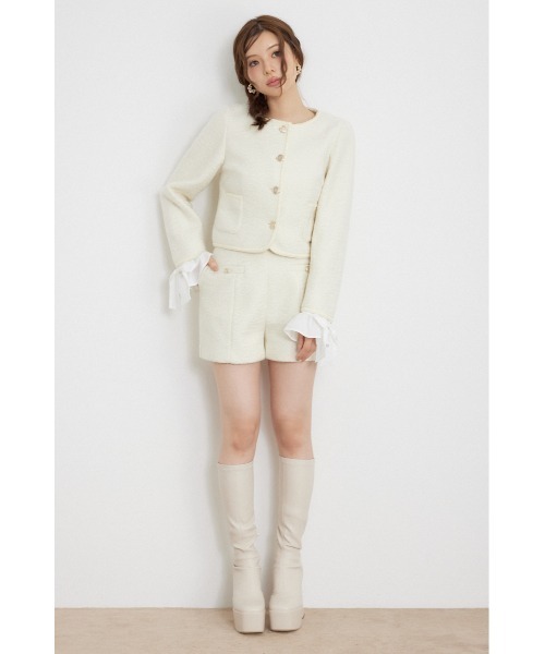 rienda(リエンダ)の「【セットアップ対応】ハイウエストスリットショートパンツ 秋服 冬服(その他パンツ・レディース・グレー/アイボリー/ベージュ・X-SMALL/SMALL/MEDIUM)」の4枚目の写真