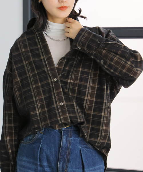 JOURNAL STANDARD(ジャーナルスタンダード)の「チェックコールシャツ(シャツ/ブラウス・レディース・チョコ/ブラック系その他・FREE)」の4枚目の写真