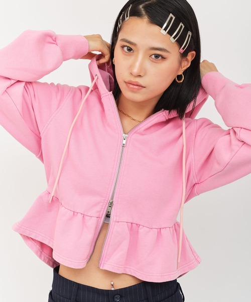 atmos pink(アトモスピンク)の「atmos pink Peplum Zip Hoodie / アトモス ピンク ペプラム ジップ フード(パーカー・レディース・ピンク/カモフラージュ/ブラック・FREE)」の14枚目の写真