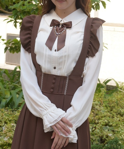 axes femme(アクシーズファム)の「リボン×パールチェーンブラウス(シャツ/ブラウス・レディース・ワイン/ブラウン/ネイビー・MEDIUM/LARGE)」の9枚目の写真