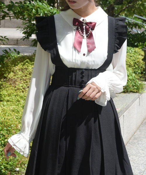 axes femme(アクシーズファム)の「リボン×パールチェーンブラウス(シャツ/ブラウス・レディース・ワイン/ブラウン/ネイビー・MEDIUM/LARGE)」の10枚目の写真