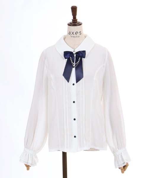 axes femme(アクシーズファム)の「リボン×パールチェーンブラウス(シャツ/ブラウス・レディース・ワイン/ブラウン/ネイビー・MEDIUM/LARGE)」の16枚目の写真