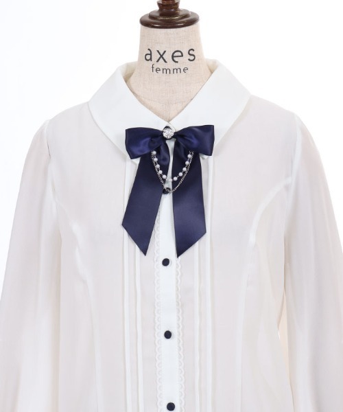 axes femme(アクシーズファム)の「リボン×パールチェーンブラウス(シャツ/ブラウス・レディース・ワイン/ブラウン/ネイビー・MEDIUM/LARGE)」の19枚目の写真