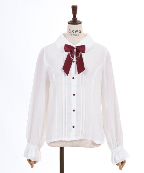 axes femme(アクシーズファム)の「リボン×パールチェーンブラウス(シャツ/ブラウス・レディース・ワイン/ブラウン/ネイビー・MEDIUM/LARGE)」の22枚目の写真