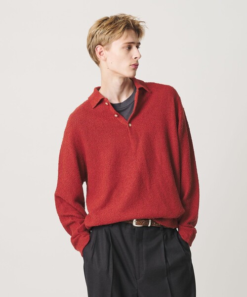 BEAUTY&YOUTH UNITED ARROWS(ビューティーアンドユースユナイテッドアローズ)の「ニュアンス カール 3B ポロニット ウォッシャブル(ニット/セーター・メンズ・モカ/レッド/ブラック・S/M/L/XL)」の3枚目の写真