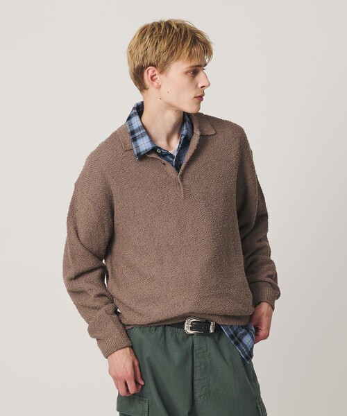 BEAUTY&YOUTH UNITED ARROWS(ビューティーアンドユースユナイテッドアローズ)の「ニュアンス カール 3B ポロニット ウォッシャブル(ニット/セーター・メンズ・モカ/レッド/ブラック・S/M/L/XL)」の1枚目の写真