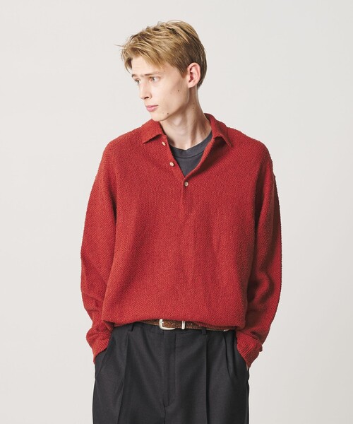 BEAUTY&YOUTH UNITED ARROWS(ビューティーアンドユースユナイテッドアローズ)の「ニュアンス カール 3B ポロニット ウォッシャブル(ニット/セーター・メンズ・モカ/レッド/ブラック・S/M/L/XL)」の4枚目の写真