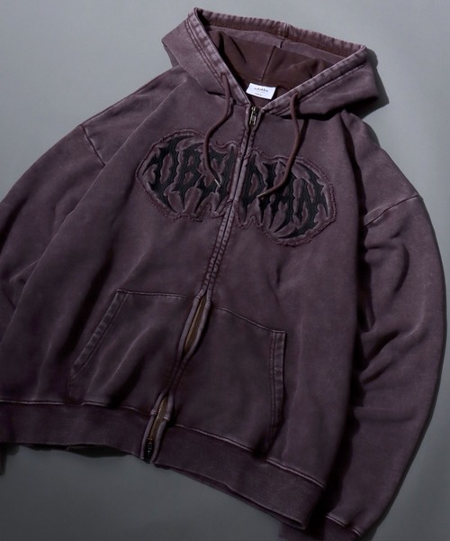 SITRY(シトリー)の「Grunge Style Sweat Zip Hoodie/グランジ ヴィンテージライク オーバーサイズ ショート丈 裏毛 フルジップパーカー フーディー パーカー スウェット レディース メンズ(パーカー・メンズ・ブラウン/カーキ/ブラック・M/L)」の1枚目の写真