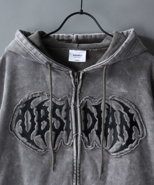 SITRY(シトリー)の「Grunge Style Sweat Zip Hoodie/グランジ ヴィンテージライク オーバーサイズ ショート丈 裏毛 フルジップパーカー フーディー パーカー スウェット レディース メンズ(パーカー・メンズ・ブラウン/カーキ/ブラック・M/L)」の10枚目の写真