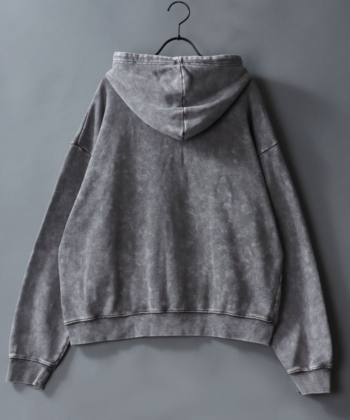 SITRY(シトリー)の「Grunge Style Sweat Zip Hoodie/グランジ ヴィンテージライク オーバーサイズ ショート丈 裏毛 フルジップパーカー フーディー パーカー スウェット レディース メンズ(パーカー・メンズ・ブラウン/カーキ/ブラック・M/L)」の9枚目の写真