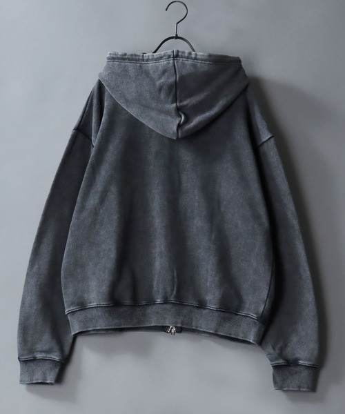SITRY(シトリー)の「Grunge Style Sweat Zip Hoodie/グランジ ヴィンテージライク オーバーサイズ ショート丈 裏毛 フルジップパーカー フーディー パーカー スウェット レディース メンズ(パーカー・メンズ・ブラウン/カーキ/ブラック・M/L)」の5枚目の写真