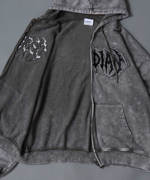 SITRY(シトリー)の「Grunge Style Sweat Zip Hoodie/グランジ ヴィンテージライク オーバーサイズ ショート丈 裏毛 フルジップパーカー フーディー パーカー スウェット レディース メンズ(パーカー・メンズ・ブラウン/カーキ/ブラック・M/L)」の17枚目の写真