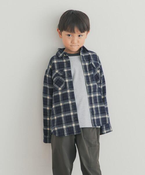 URBAN RESEARCH DOORS(アーバンリサーチドアーズ)の「『150サイズあり』ネルチェックオーバーサイズシャツ(KIDS)(シャツ/ブラウス・キッズ・ネイビー/キャメル・150/120/135)」の2枚目の写真