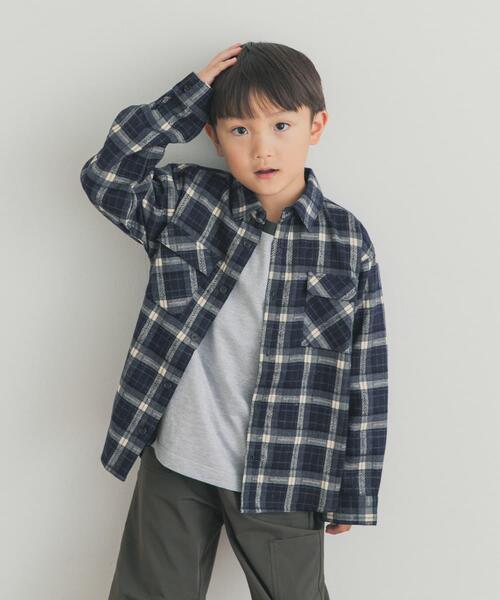 URBAN RESEARCH DOORS(アーバンリサーチドアーズ)の「『150サイズあり』ネルチェックオーバーサイズシャツ(KIDS)(シャツ/ブラウス・キッズ・ネイビー/キャメル・150/120/135)」の22枚目の写真