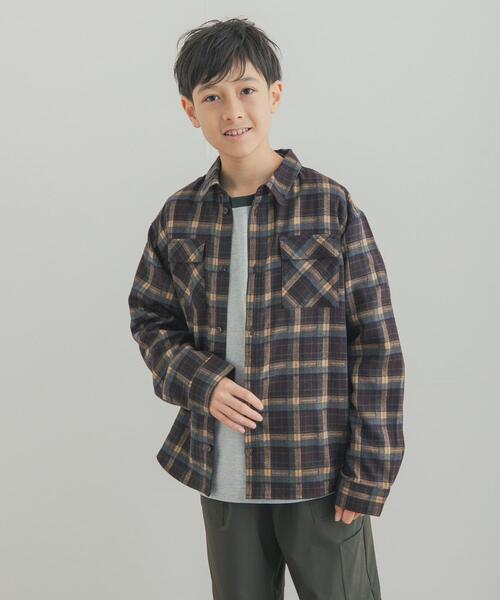 URBAN RESEARCH DOORS(アーバンリサーチドアーズ)の「『150サイズあり』ネルチェックオーバーサイズシャツ(KIDS)(シャツ/ブラウス・キッズ・ネイビー/キャメル・150/120/135)」の10枚目の写真