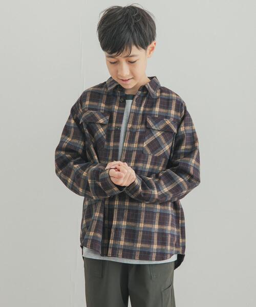 URBAN RESEARCH DOORS(アーバンリサーチドアーズ)の「『150サイズあり』ネルチェックオーバーサイズシャツ(KIDS)(シャツ/ブラウス・キッズ・ネイビー/キャメル・150/120/135)」の11枚目の写真