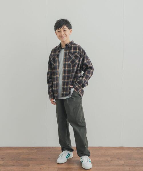 URBAN RESEARCH DOORS(アーバンリサーチドアーズ)の「『150サイズあり』ネルチェックオーバーサイズシャツ(KIDS)(シャツ/ブラウス・キッズ・ネイビー/キャメル・150/120/135)」の13枚目の写真