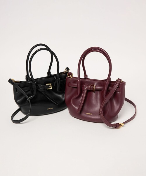 green label relaxing(グリーンレーベルリラクシング)の「【別注】<SINBONO>ベルト トートバッグ / ショルダーバッグ(ショルダーバッグ・レディース・ワインレッド/ブラック・FREE)」の5枚目の写真