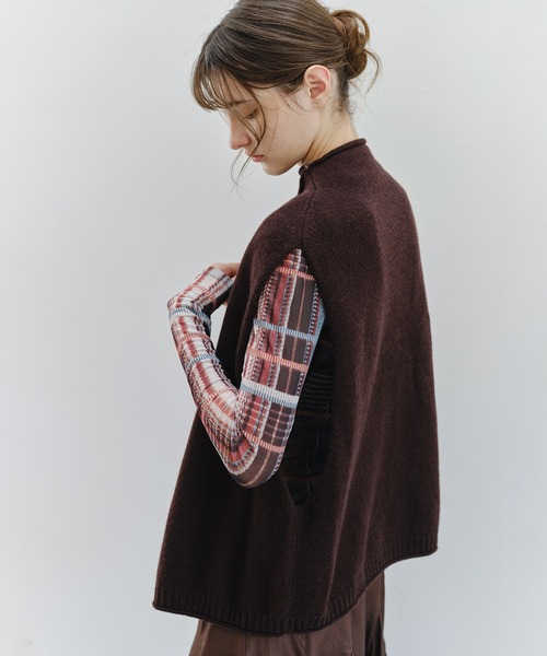tageechita（タジチタ）の「【tageechita】アートチェックプリント シアーハイネックトップス（Tシャツ/カットソー・レディース・ブラック系/ブラウン系・M/L/S）」の17枚目の写真
