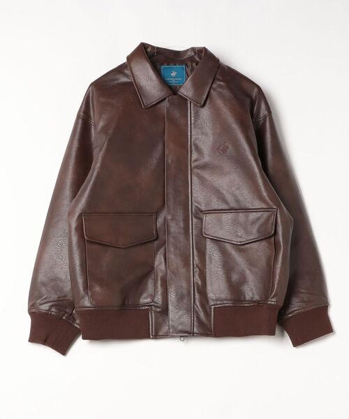 BEVERLY HILLS POLO CLUB(ビバリーヒルズポロクラブ)の「BEVERLY HILLS POLO CLUB / エコレザーA2ジャケット(BHPC) / 6422-3342(ミリタリージャケット・メンズ・ブラウン/ブラック・LARGE/MEDIUM)」の5枚目の写真