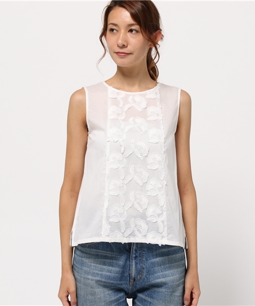 NATURAL BEAUTY BASIC（ナチュラルビューティーベーシック）の「カットジャガードブラウス（シャツ/ブラウス・レディース・ホワイト系その他/ブラック・SMALL/MEDIUM）」の4枚目の写真