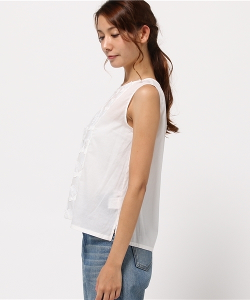 NATURAL BEAUTY BASIC（ナチュラルビューティーベーシック）の「カットジャガードブラウス（シャツ/ブラウス・レディース・ホワイト系その他/ブラック・SMALL/MEDIUM）」の5枚目の写真