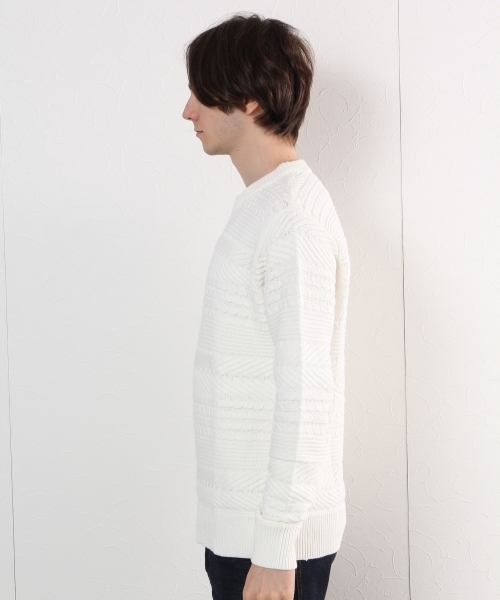 GLOBAL WORK（グローバルワーク）の「７ゲージアランボーダーニットプルオーバー/719602（ニット/セーター・メンズ・ネイビー/ブラック/ホワイト/ダークブラウン/グリーン・LARGE/SMALL/MEDIUM/X-LARGE）」の6枚目の写真