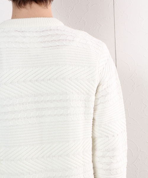 GLOBAL WORK（グローバルワーク）の「７ゲージアランボーダーニットプルオーバー/719602（ニット/セーター・メンズ・ネイビー/ブラック/ホワイト/ダークブラウン/グリーン・LARGE/SMALL/MEDIUM/X-LARGE）」の8枚目の写真