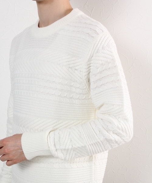 GLOBAL WORK（グローバルワーク）の「７ゲージアランボーダーニットプルオーバー/719602（ニット/セーター・メンズ・ネイビー/ブラック/ホワイト/ダークブラウン/グリーン・LARGE/SMALL/MEDIUM/X-LARGE）」の12枚目の写真