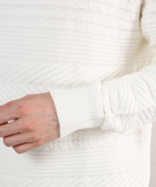 GLOBAL WORK（グローバルワーク）の「７ゲージアランボーダーニットプルオーバー/719602（ニット/セーター・メンズ・ネイビー/ブラック/ホワイト/ダークブラウン/グリーン・LARGE/SMALL/MEDIUM/X-LARGE）」の13枚目の写真