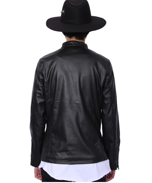 ８(eight)（エイト）の「シングル ライダースジャケット PUレザー（ライダースジャケット・メンズ・ブラック/キャメル/チャコールグレー/ネイビー・MEDIUM/LARGE/X-LARGE）」の6枚目の写真
